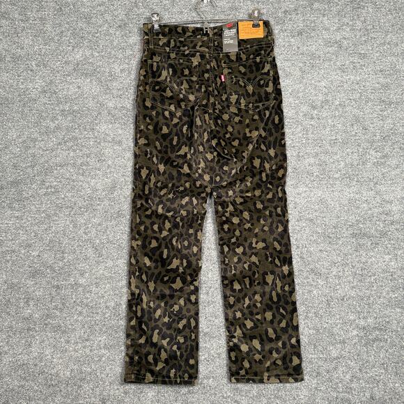 New Levi's Size 27 724 High Rise Straight Cropped Animal Print Jeans Black Tan - Picture 3 of 9